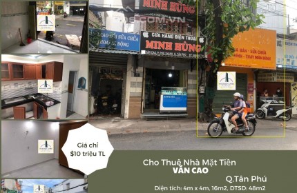 Cho thuê Nhà Mặt Tiền Văn Cao 16m2, 2Lầu,10 triệu